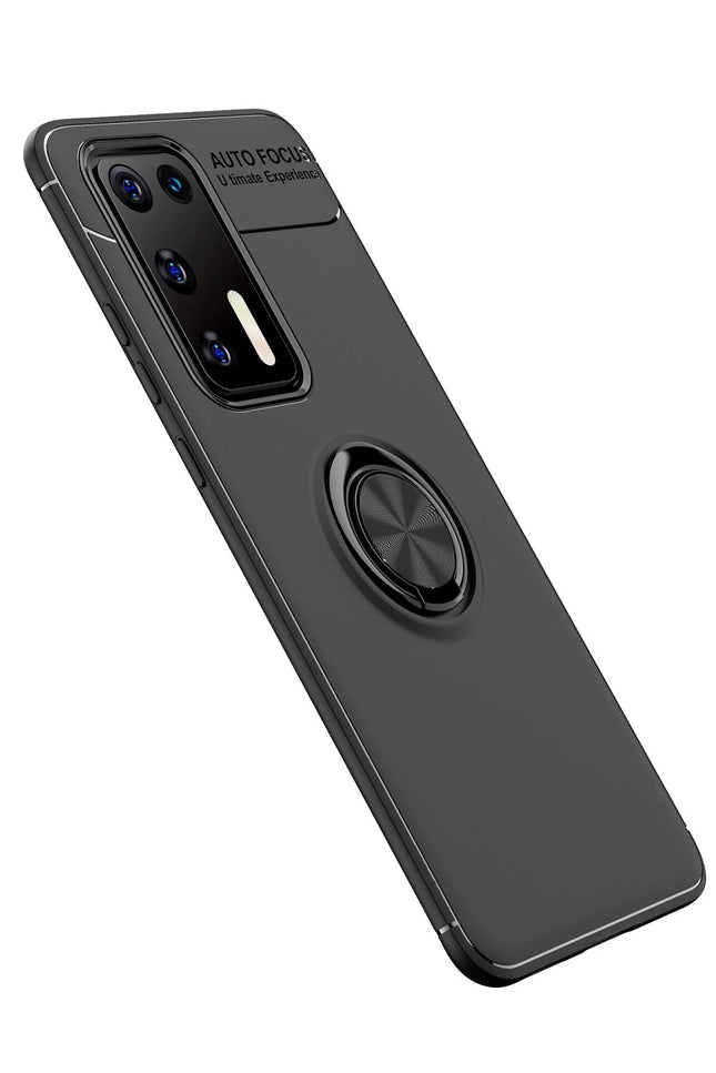 Huawei P40 Range Yüzüklü Silikon Kılıf - Siyah 2