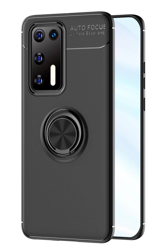 Huawei P40 Range Yüzüklü Silikon Kılıf - Siyah