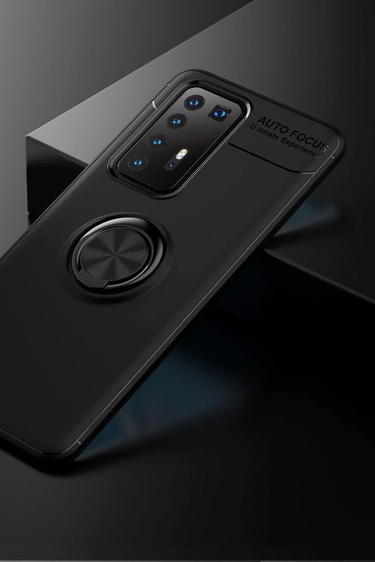 Huawei P40 Pro Range Yüzüklü Silikon Kılıf - Siyah 3