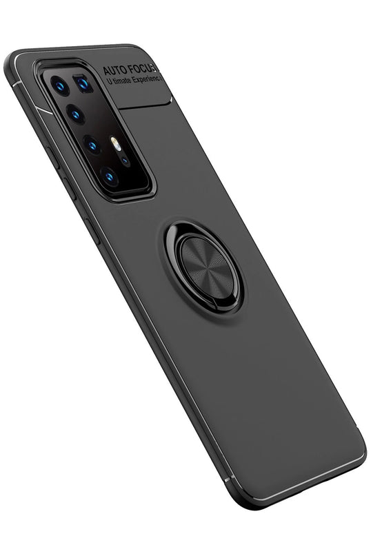 Huawei P40 Pro Range Yüzüklü Silikon Kılıf - Siyah 2