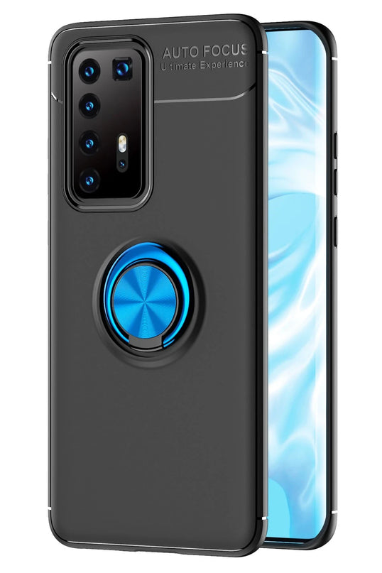 Huawei P40 Pro Range Yüzüklü Silikon Kılıf - Siyah 2