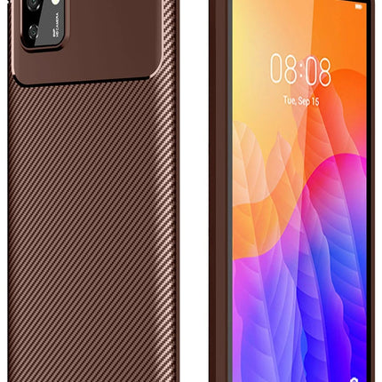 Huawei Y5P Auto Focus Karbon Kapak Kılıf - Kahverengi