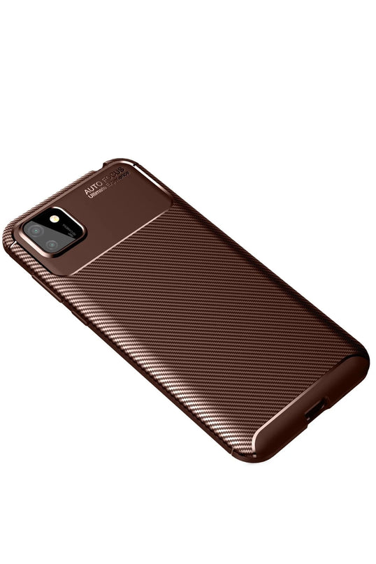 Huawei Y5P Auto Focus Karbon Kapak Kılıf - Kahverengi 2