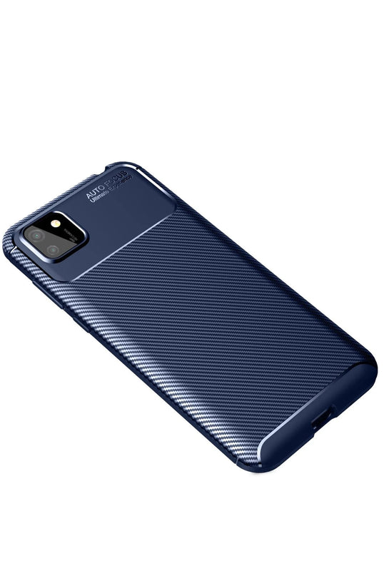 Huawei Y5P Auto Focus Karbon Kapak Kılıf - Lacivert 2