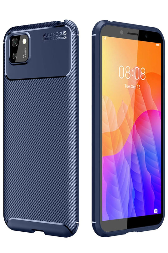 Huawei Y5P Auto Focus Karbon Kapak Kılıf - Lacivert