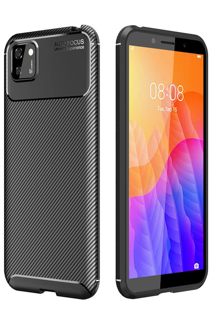 Huawei Y5P Auto Focus Karbon Kapak Kılıf - Siyah