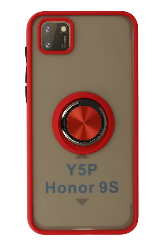 Huawei Y5P Montreal Yüzüklü Silikon Kapak Kılıf - Kırmızı
