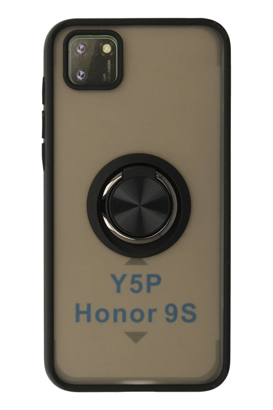 Huawei Y5P Montreal Yüzüklü Silikon Kapak Kılıf - Siyah
