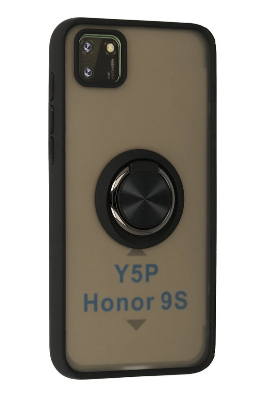 Huawei Y5P Montreal Yüzüklü Silikon Kapak Kılıf - Siyah 2