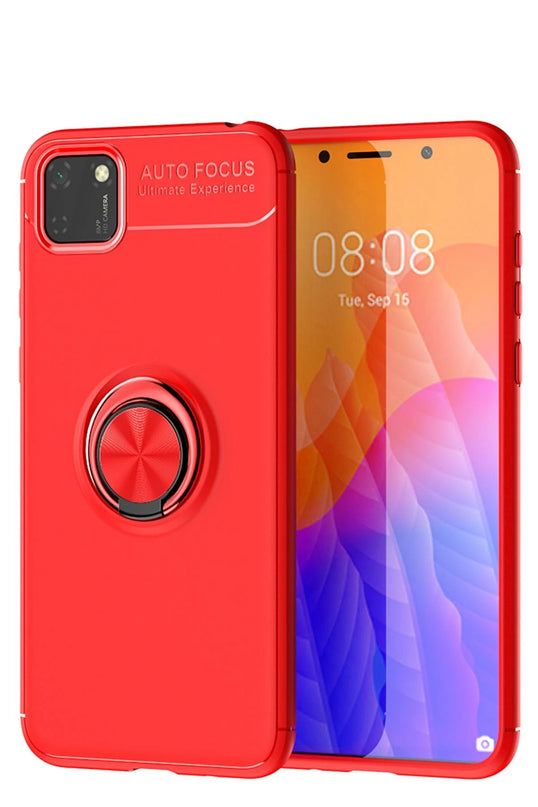 Huawei Y5P Range Yüzüklü Silikon Kılıf - Kırmızı