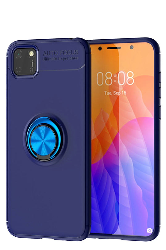 Huawei Y5P Range Yüzüklü Silikon Kılıf - Mavi