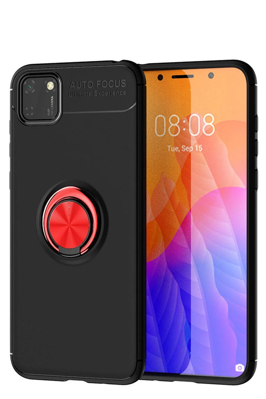 Huawei Y5P Range Yüzüklü Silikon Kılıf - Siyah 2