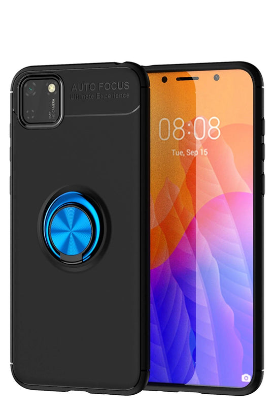 Huawei Y5P Range Yüzüklü Silikon Kılıf - Siyah 3