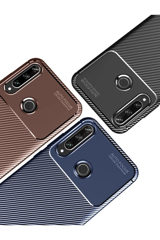 Huawei Y6P Auto Focus Karbon Kapak Kılıf - Kahverengi 2