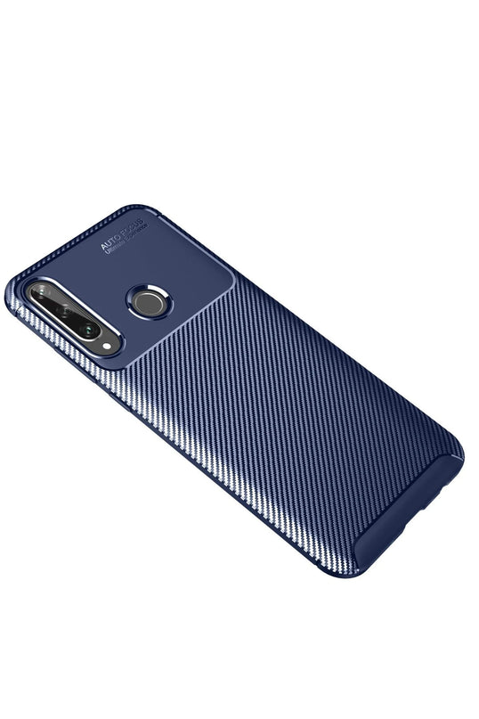 Huawei Y6P Auto Focus Karbon Kapak Kılıf - Lacivert 2