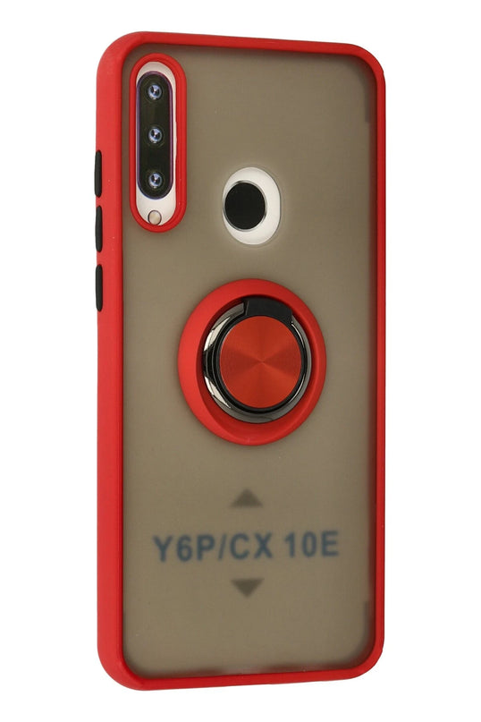 Huawei Y6P Montreal Yüzüklü Silikon Kapak Kılıf - Kırmızı 2