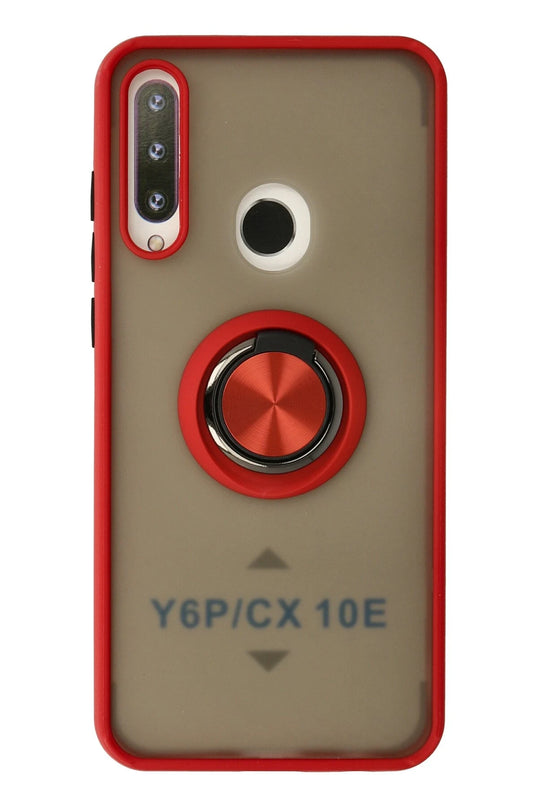 Huawei Y6P Montreal Yüzüklü Silikon Kapak Kılıf - Kırmızı
