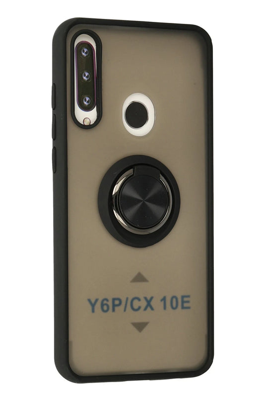Huawei Y6P Montreal Yüzüklü Silikon Kapak Kılıf - Siyah 2