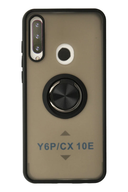 Huawei Y6P Montreal Yüzüklü Silikon Kapak Kılıf - Siyah