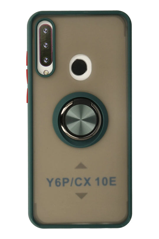 Huawei Y6P Montreal Yüzüklü Silikon Kapak Kılıf - Yeşil