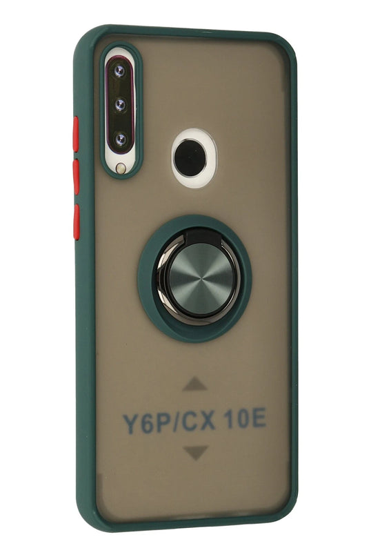 Huawei Y6P Montreal Yüzüklü Silikon Kapak Kılıf - Yeşil 2