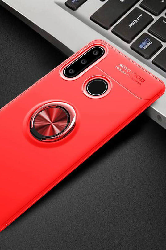 Huawei Y6P Range Yüzüklü Silikon Kılıf - Kırmızı 2