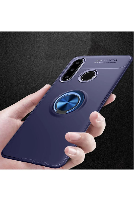 Huawei Y6P Range Yüzüklü Silikon Kılıf - Mavi 2