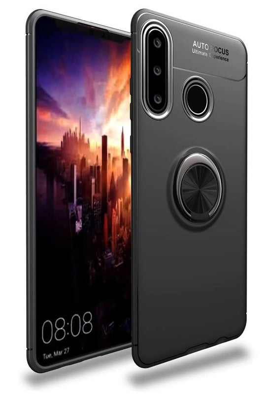 Huawei Y6P Range Yüzüklü Silikon Kılıf - Siyah