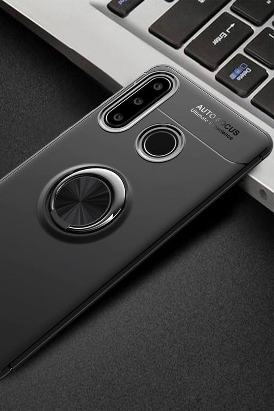 Huawei Y6P Range Yüzüklü Silikon Kılıf - Siyah 2