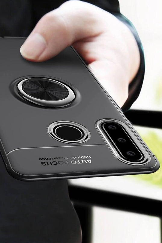 Huawei Y6P Range Yüzüklü Silikon Kılıf - Siyah 3