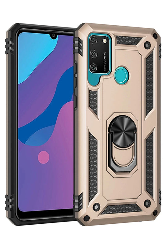 Huawei Y6P Sofya Yüzüklü Silikon Kapak Kılıf - Gold