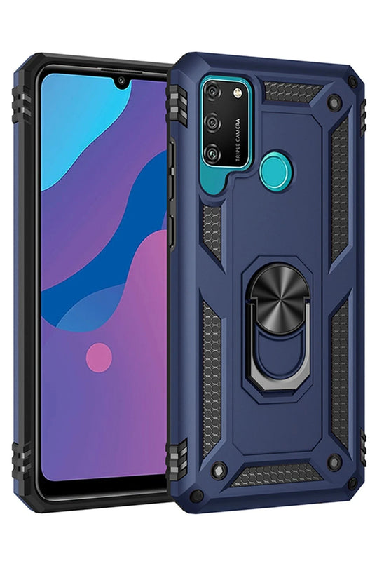 Huawei Y6P Sofya Yüzüklü Silikon Kapak Kılıf - Lacivert