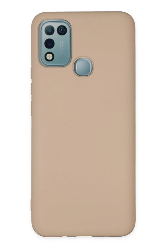 Infinix Hot 10 Play Nano içi Kadife Silikon Kılıf - Pudra