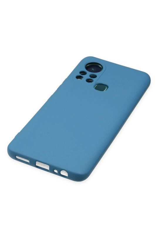 Infinix Hot 11s Nano içi Kadife Silikon Kılıf - Mavi 4