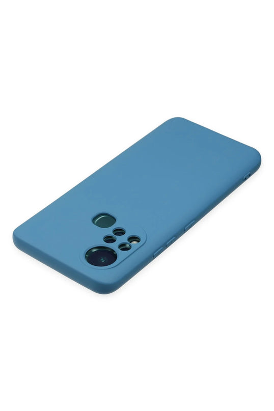 Infinix Hot 11s Nano içi Kadife Silikon Kılıf - Mavi 5