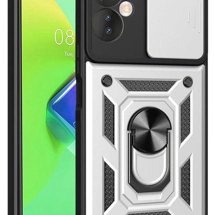 Infinix Hot 30 4G Pars Lens Yüzüklü Silikon Kılıf - Gümüş