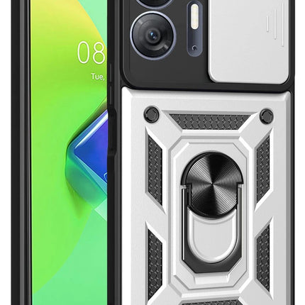 Infinix Hot 30 5G Pars Lens Yüzüklü Silikon Kılıf - Gümüş