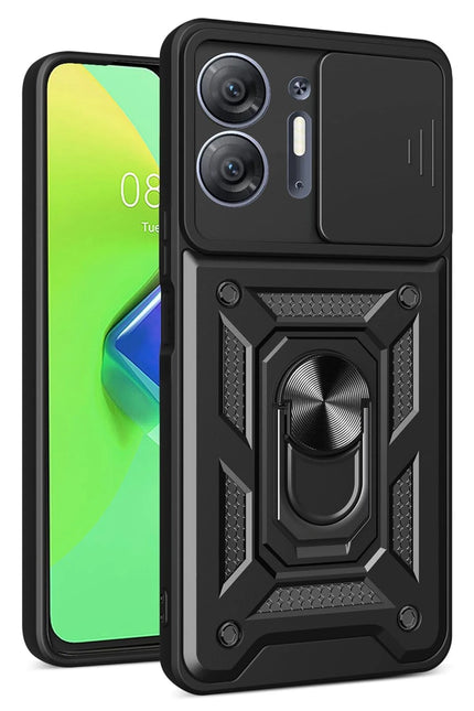 Infinix Hot 30 5G Pars Lens Yüzüklü Silikon Kılıf - Siyah