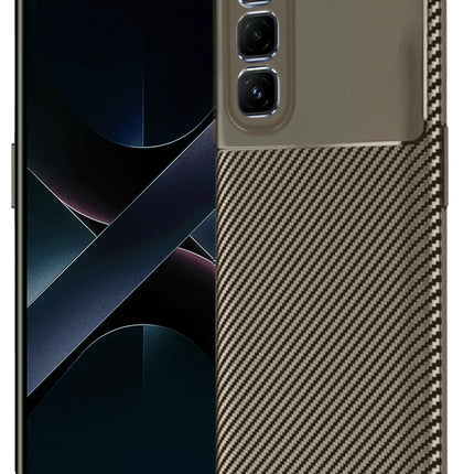 Infinix Hot 50 4G Auto Focus Karbon Kapak Kılıf - Kahverengi