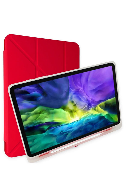 iPad 10.2 (8.nesil) Kalemlikli Mars Tablet Kılıfı - Kırmızı