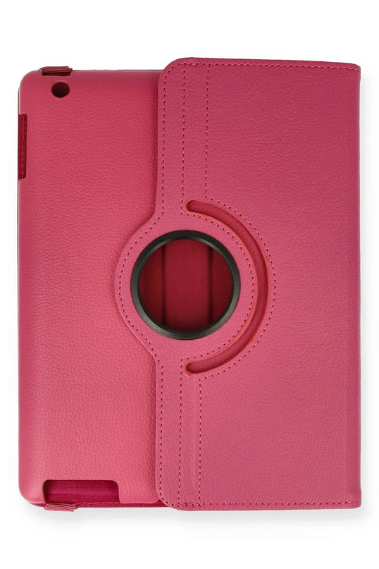 iPad 4 9.7 360 Tablet Deri Kılıf - Pembe 2