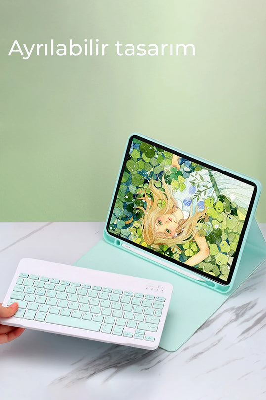 iPad Air 11 (2024) Kılıf KC01 Smart Klavyeli Tablet Kılıfı - Derin Mor 3