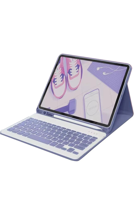 iPad Air 11 (2024) Kılıf KC01 Smart Klavyeli Tablet Kılıfı - Derin Mor