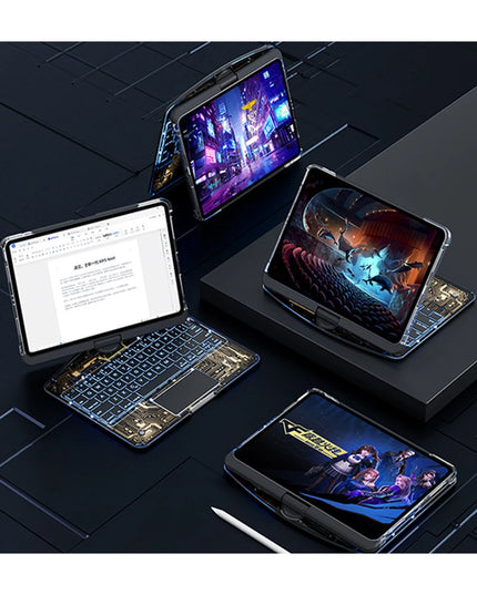 Apple JP11 iPad Pro 11 (2022) Kılıf Vales Dönen Ledli Klavyeli Tablet Kılıfı 4