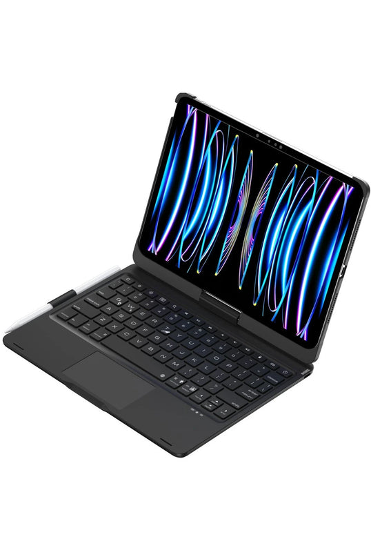 iPad Pro 11 (2024) F11 ATS Kılıf Magic Dönen Klavyeli Tablet Kılıf - Siyah 3