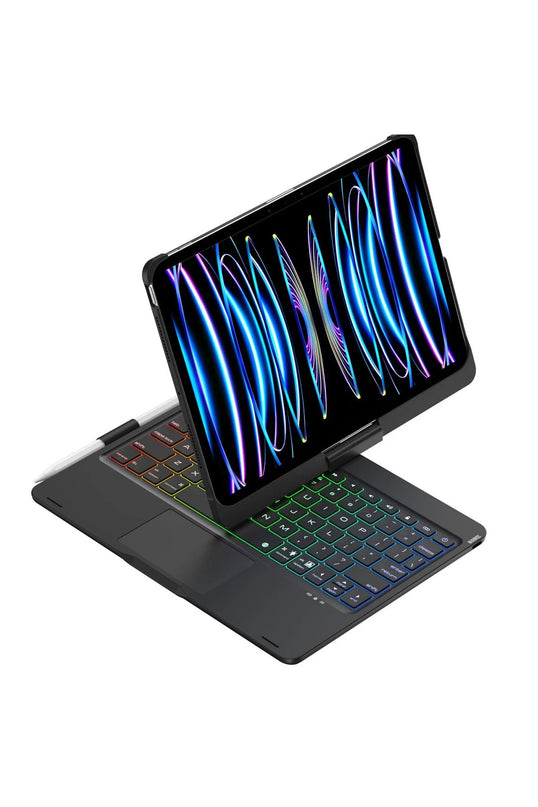 iPad Pro 11 (2024) F11 ATS Kılıf Magic Dönen Klavyeli Tablet Kılıf - Siyah 4