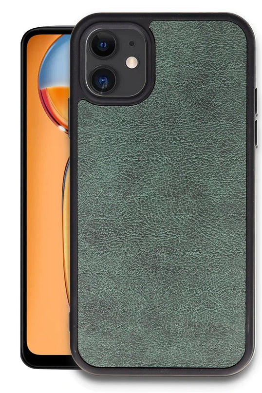 iPhone 11 Aras Deri Kapak Kılıf - Koyu Yeşil