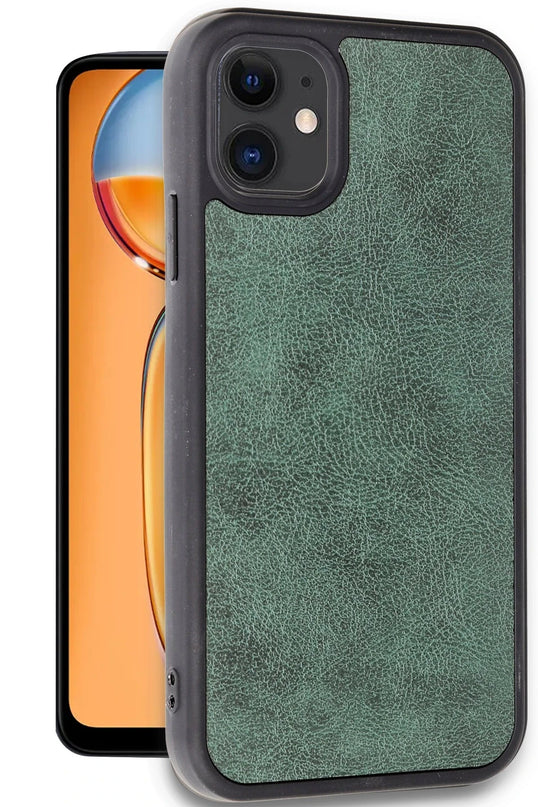 iPhone 11 Aras Deri Kapak Kılıf - Koyu Yeşil 2