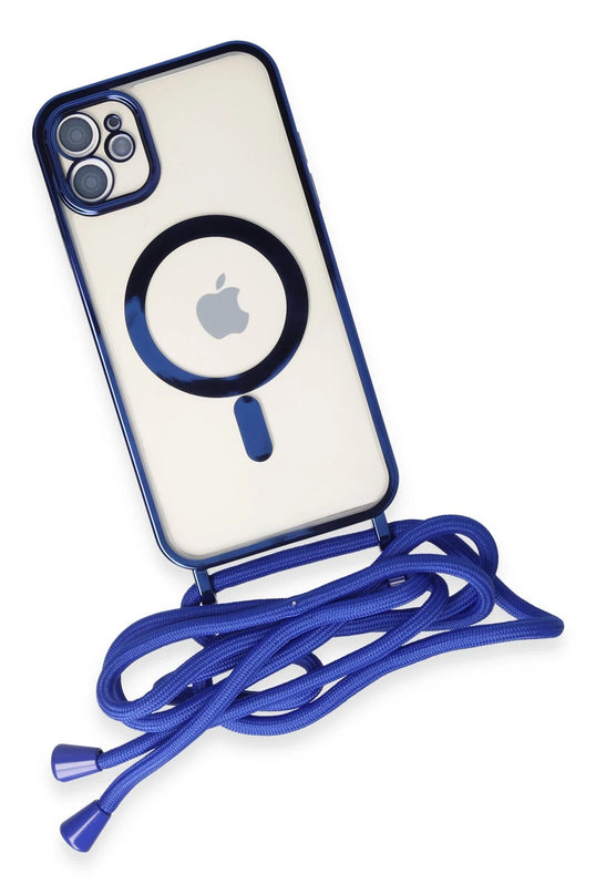 iPhone 11 Divo Lazer Askılı Magsafe Kapak Kılıf - Mavi 4