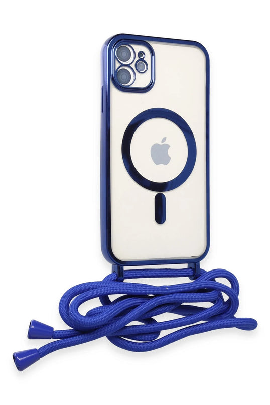 iPhone 11 Divo Lazer Askılı Magsafe Kapak Kılıf - Mavi 2